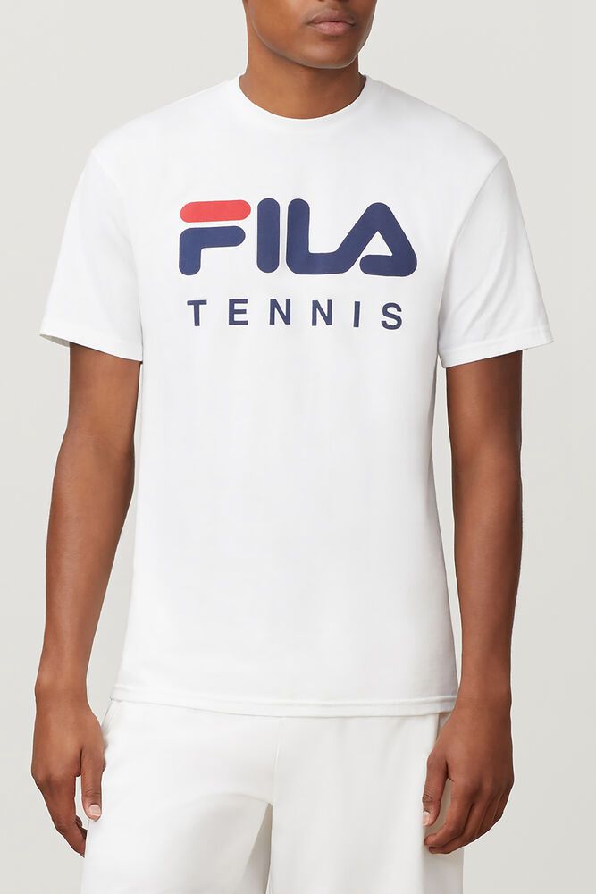 Fila Tennis White T-Shirt Mens - NZ 72946-AMYV